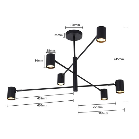 Lampa sufitowa Snow 6 czarna LP-731/6P BK Light Prestige
