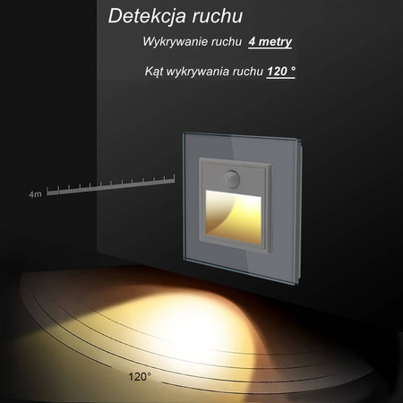 Wkład oświetlenia schodowego z czujką ruchu ze szklanym panelem (VL-LS-PIR-63) - Livolo