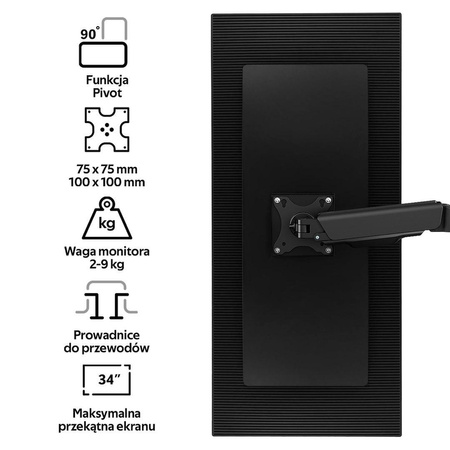 Podwójny uchwyt do mocowania monitora, z funkcją full motion, z gazową sprężyną M2 Pro (LV0664) - LVN SYSTEM
