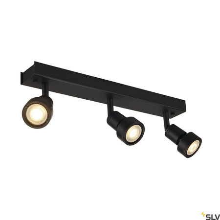 PURI 3, lampa ścienna i sufitowa, trzypunktowa, QPAR51, kolor czarny matowy, maks. 150 W, z pierścieniem dekoracyjnym (147380) - SLV