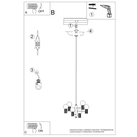 Żyrandol sześcioramienny HALO 6 biały (SL.1829) - Sollux Lighting