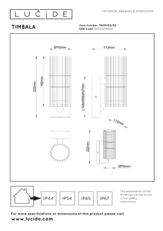 Kinkiet na elewację z czujnikiem zmierzchu TIMBALA (11839/02/30) - Lucide