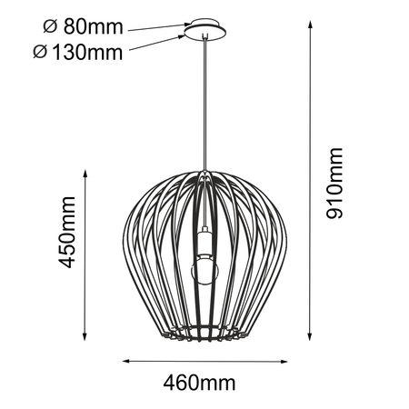 Lampa wisząca Bala - Czarna sklejka (460 mm)   (5019) - Amplex
