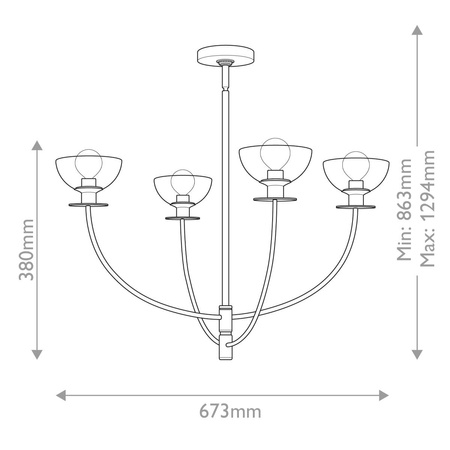 Elegancki żyrandol nad stół Sylvia Szczotkowane złoto (ALM-SYLVIA4-BG-CL) - Elstead Lighting