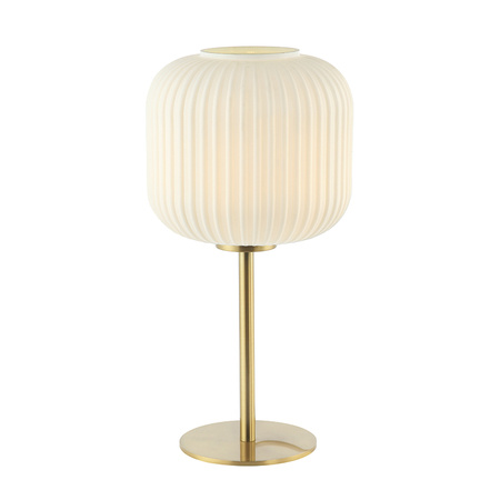 TABLE LAMP E27 MAX 40W GLASS MATERIAL WHITE & BRASS ON OFF SWITCH (20252 Zambelis) - Zambelis