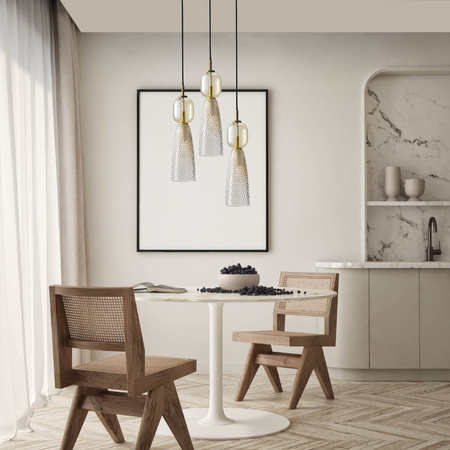 PENDANT LIGHT 3XE14 MAX 40W GLASS ANTIQUE BRASS (23010 Zambelis) - Zambelis