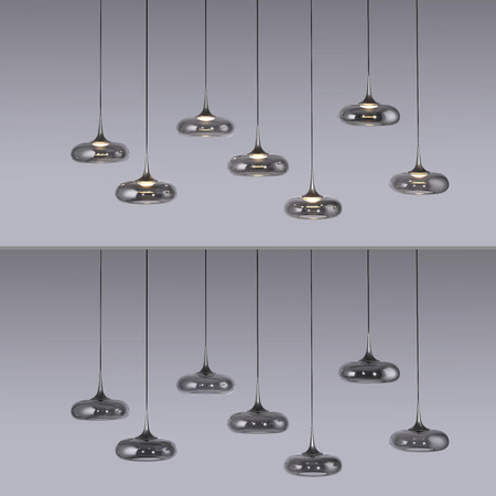 Ściemnialna lampa wisząca z płynną regulacją wysokości POSH SZARA (15695-15) - Paul Neuhaus