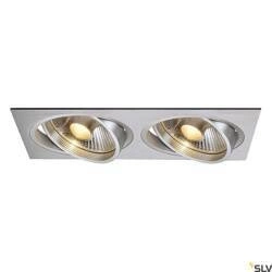 NEW TRIA 2, lampa wpuszczana, dwupunktowa, QPAR111, prostokątna, szczotkowane aluminium, maks. 150W, ze sprężynami zaciskowymi (111382) - SLV