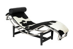 Leżanka DIVANO PONY czarno biała - skóra naturalna, chrom (KH1501100166) - King Home