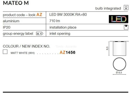 Plafon MATEO M white (AZ1456 | LC1465-FW-WH) - AZZARDO