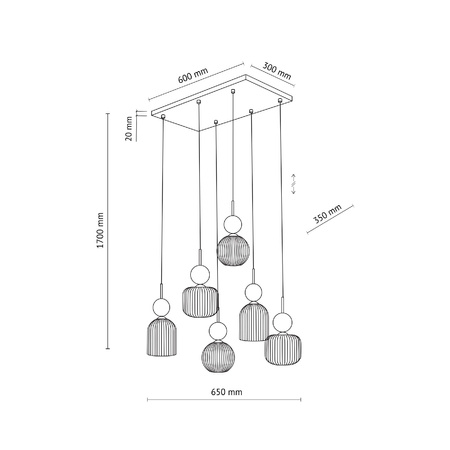 SOPHIA COGNAC WHITE LAMPA WISZĄCA 6XE14 (11594) - TK Lighting