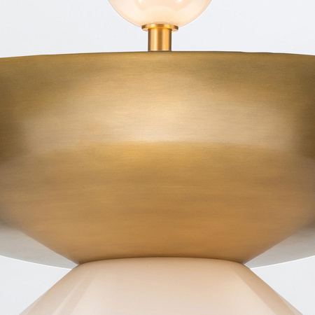 Duża lampa wisząca Saucer - 4 źródła światła - Postarzany mosiądz (QN-SAUCER-4P-L-AB-OPAL) - Quintiesse