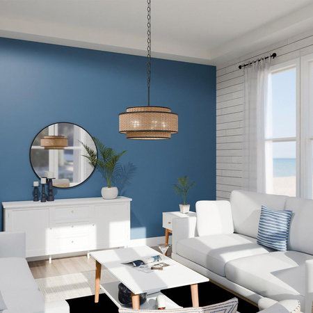 Lampa wisząca z plecionki rattanowej Teton (QZ-TETON-5P-MBK) - Elstead Lighting