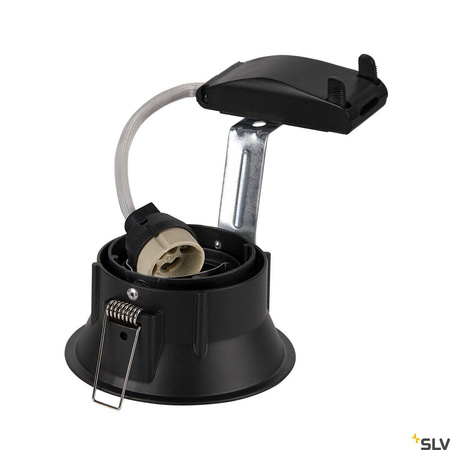 HORN-T, lampa wpuszczana, QPAR51, okrągła, kolor czarny matowy, maks. 50W, ze sprężynami zaciskowymi (113140) - SLV