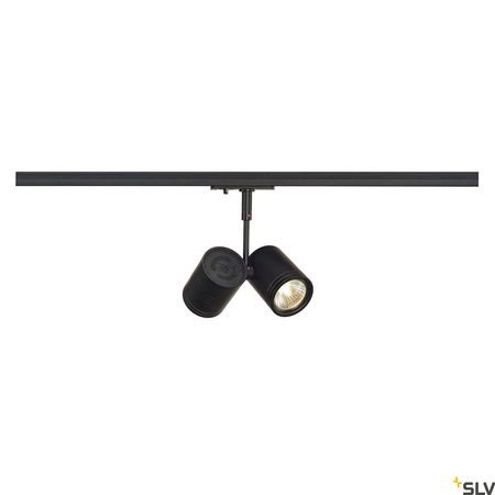 BIMA 2, spot do szyny wysokonapięciowej 1-fazowej, dwupunktowy, QPAR51, czarny mat, maks. 50W, z adapterem 1-fazowym (143430) - SLV