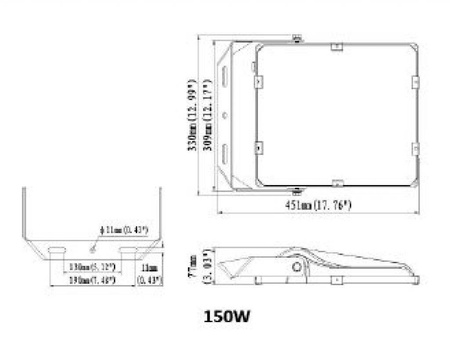 Mistic Lighting naświetlacz asymetryczny LED M-Flood 150W czarny 4000K CRI: >Ra70, MSTC-05411790