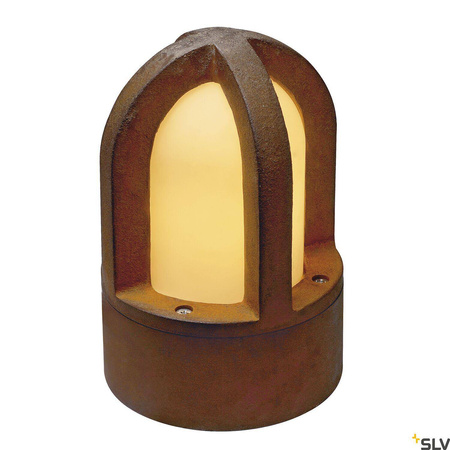 RUSTY CONE, lampa podłogowa outdoor, C35, okrągła, zardzewiałe żelazo, Ø/W 15/24 cm, maks. 40W, IP54 (229430) - SLV