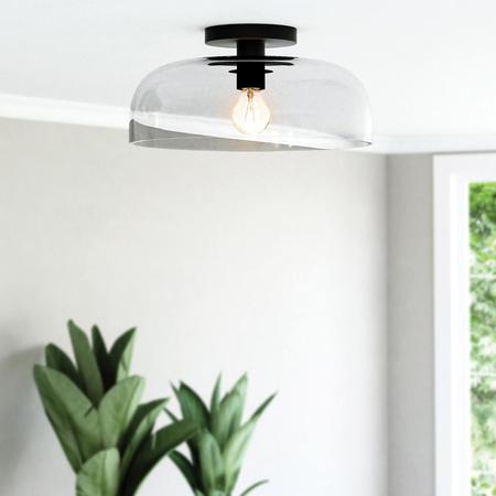 Półplafon Sylvia - 1 źródło światła - Matowa czerń (ALM-SYLVIA-SF-BK-CL) - Elstead Lighting