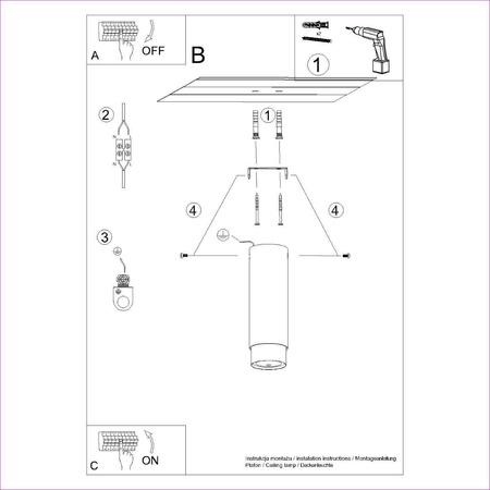Punktowa lampa sufitowa NERO 22,5 czarny/złoty (SL.1411) - Sollux Lighting