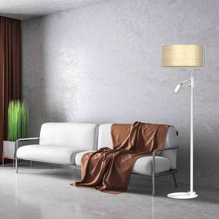 Lampa podłogowa MARSHALL WHITE / RATTAN (MLP7492) - Milagro