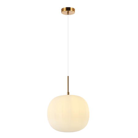 GLASS PENDANT LAMP 40W 1X E27 FROST WHITE GLASS &ANCIENT BRASS (20124 Zambelis) - Zambelis