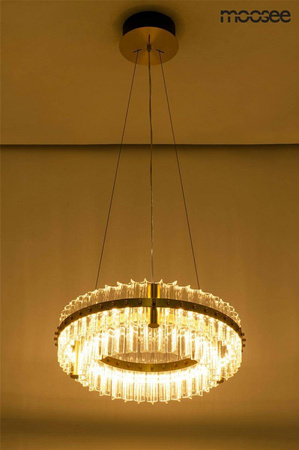 MOOSEE lampa wisząca SATURNUS 47 DUO złota - LED, kryształ, stal szczotkowana (MSE010100166) - Moosee