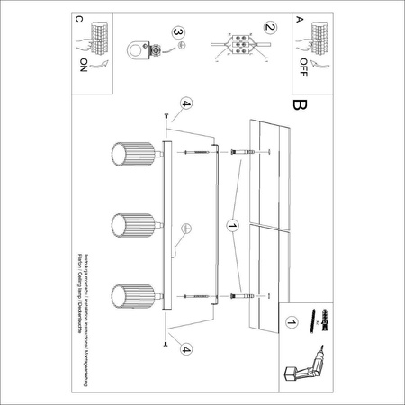 Plafon KARBON 3L ochra czerwona (SL.1638) - Sollux Lighting