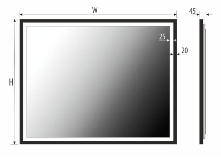 Lustro prostokątne ASTON PLUS w ramie z oświetleniem LED - MCJ