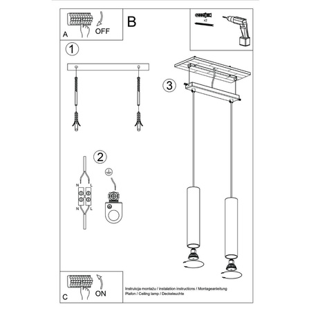 Lampa wisząca LAGOS 2 beżowa (SL.1480) - Sollux Lighting