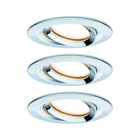Zestaw Oprawa wbudowana Nova Plus Coin IP65 ściemniana ruchoma LED 3x6,8W 633lm 2700K Chrom/Aluminium (PL93684) - PAULMANN