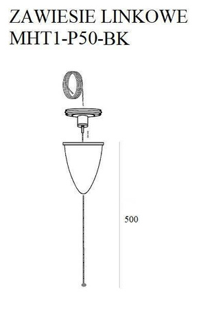 Zawiesie linkowe DOBAC TRACK 5m czarne z regulacją bez uchwytu (MHT1-P50-BK) - Maxlight