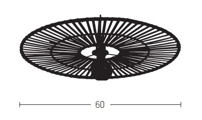 CEILING LIGHT BLACK BAMBOO 1XE7 MAX 40W (19252 Zambelis) - Zambelis