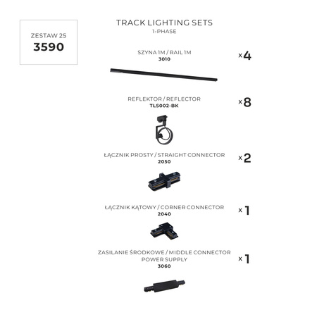 ZESTAW 25 SZYNOPRZEWODY BLACK JEDNOOBWODOWY (3590) - Zuma Line