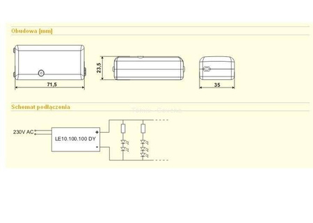 Zasilacz led napięciowy 10W 10V= (GOV10) - Govena