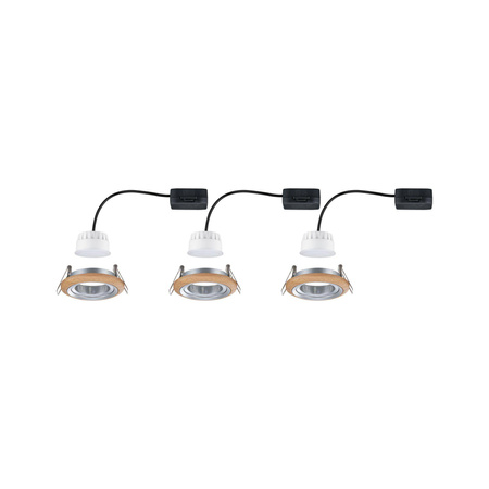 Zestaw oprawa do wbudowania LANATI COIN LED 3X 6W 470lm 84mm 2700K IP20 230V drewno / aluminium /czarny (PL92239) - PAULMANN