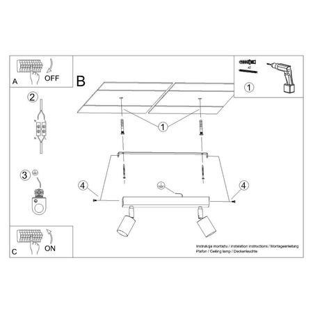 Plafon WINX 2 czarny/miedź (SL.1375) - Sollux Lighting