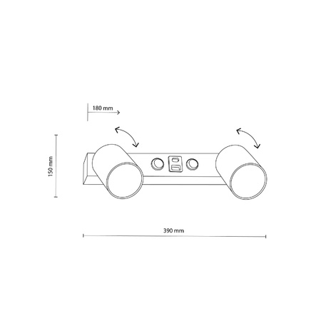 NEX BLACK KINKIET 2XGU10 / USB (11356) - TK Lighting