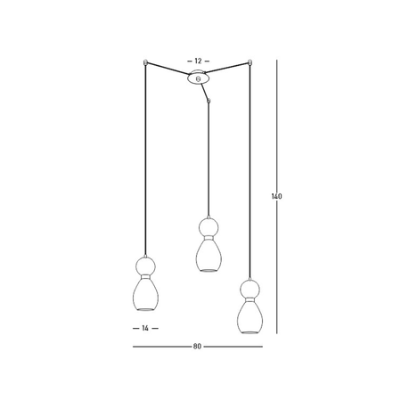 PENDANT 3XE14 MAX 15W BLACK MARBLE - BRASS (23245 Zambelis) - Zambelis