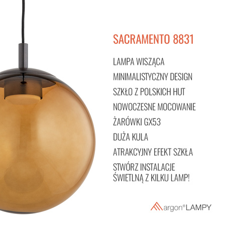 Pojedyncza lampa wisząca  SACRAMENTO (8831) - Argon