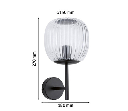Kinkiet ścienny łazienkowy RUYA E14 max.20W IP44 230V czarny matowy / szkło (PL71144) - PAULMANN