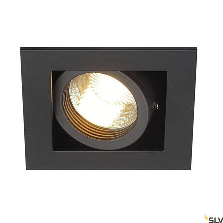 KADUX 1, lampa wpuszczana, jednopunktowa, QPAR51, kwadratowa, czarna matowa, maks. 50W, ze sprężynami zaciskowymi (115510) - SLV
