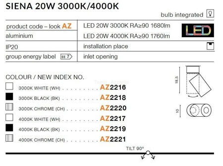 Plafon SIENA 20W 4000K chrome (AZ2221 | SH624000-20-CH) - AZZARDO