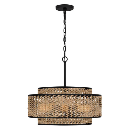 Lampa wisząca z plecionki rattanowej Teton (QZ-TETON-5P-MBK) - Elstead Lighting
