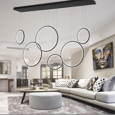 Altavola Design: Lampa wisząca Ledowe Okręgi no. 8 czarna 180 cm in 3k	 (LA076/P_180_in_3k_black) - ALTAVOLA DESIGN