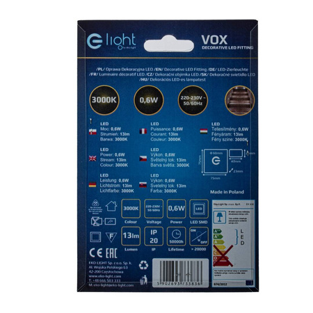 VOX Barwa Ciepła 3000K (EKS3836) - Eko-Light