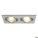 NEW TRIA 2, lampa wpuszczana, dwupunktowa, QPAR51, prostokątna, szczotkowane aluminium, maks. 100W, ze sprężynami zaciskowymi (111362) - SLV