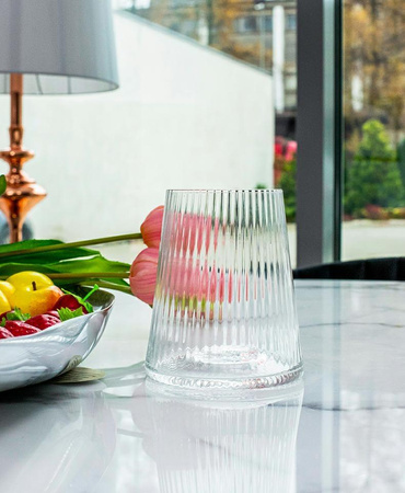 KARE komplet 4 szklanek RIFFLE 440ml      transparentny (53284) - Kare Design