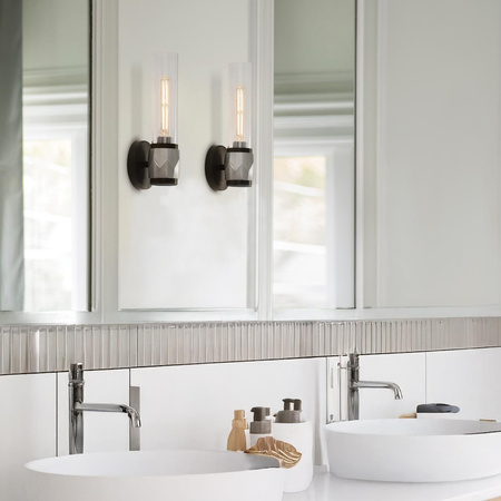 Kinkiet Ellison - 1 źródło światła - Czarny, szczotkowany (HK-ELLISON1-BK-BN) - Elstead Lighting