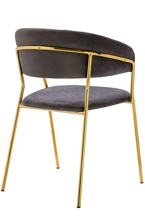Krzesło MARGO ciemny szary - welur, podstawa złota (KH121100121.11) - King Home