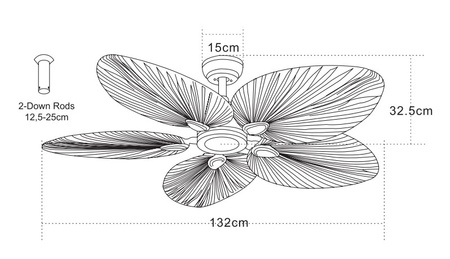 PENDANT FAN COFFEE PALM LEAF WITHOUT LAMP (19139 Zambelis) - Zambelis